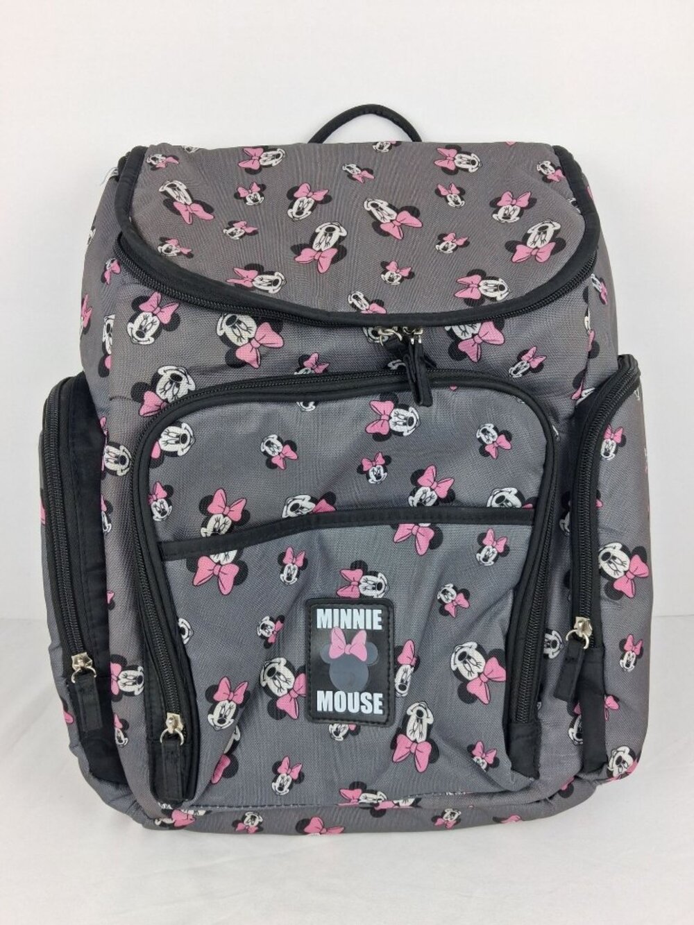 Disney Baby Minnie Mouse Backpack Diaper Bag With Pink Bow Print Multi-Pockets - Picture 1 of 16